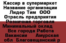 Кассир в супермаркет › Название организации ­ Лидер Тим, ООО › Отрасль предприятия ­ Розничная торговля › Минимальный оклад ­ 1 - Все города Работа » Вакансии   . Амурская обл.,Благовещенский р-н